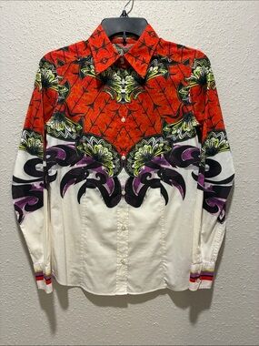 Etro Multicolor Floral and Abstract Print Button-Down Shirt